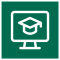 Graduation cap on computer icon